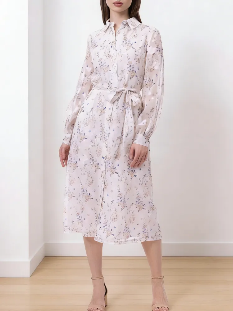 Elegant Flower Printed Midi Dress