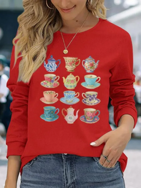 Vintage Teacup & Teapot Graphic Tee