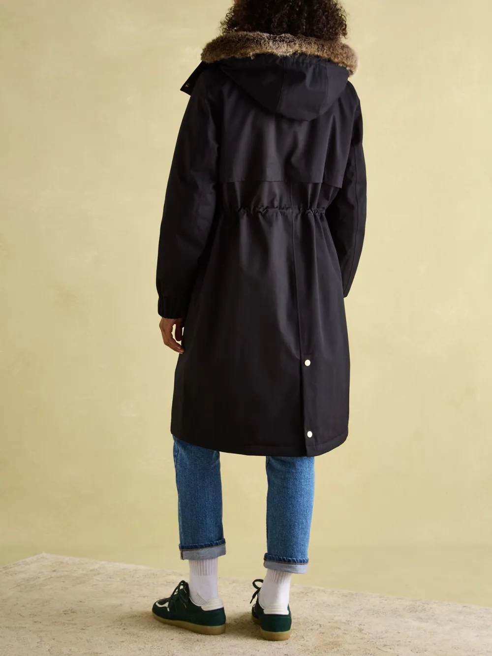 Black Waterproof Fleece Lined Raincoat