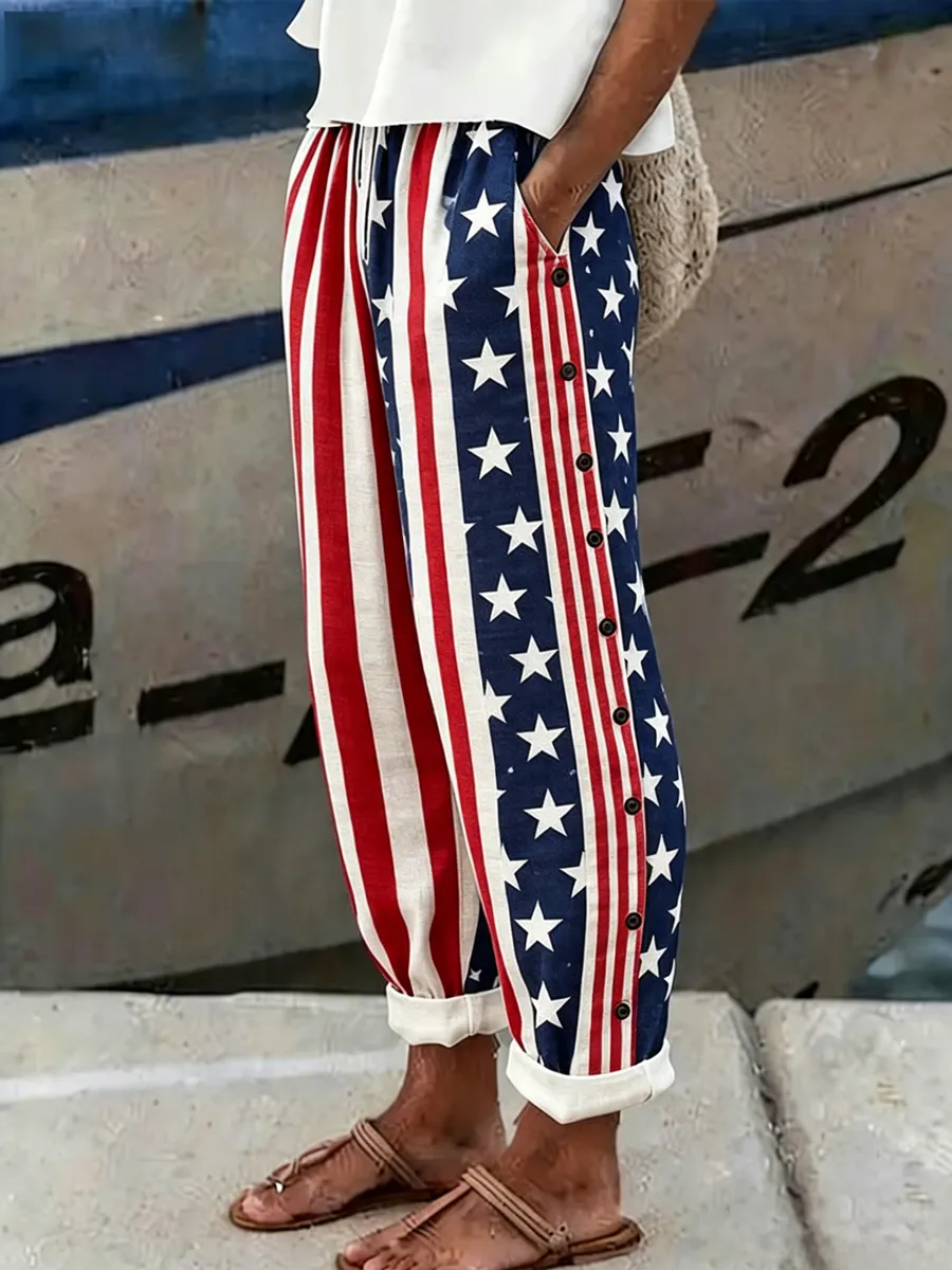 Women's Casual 250th Independence Printed Long Pant