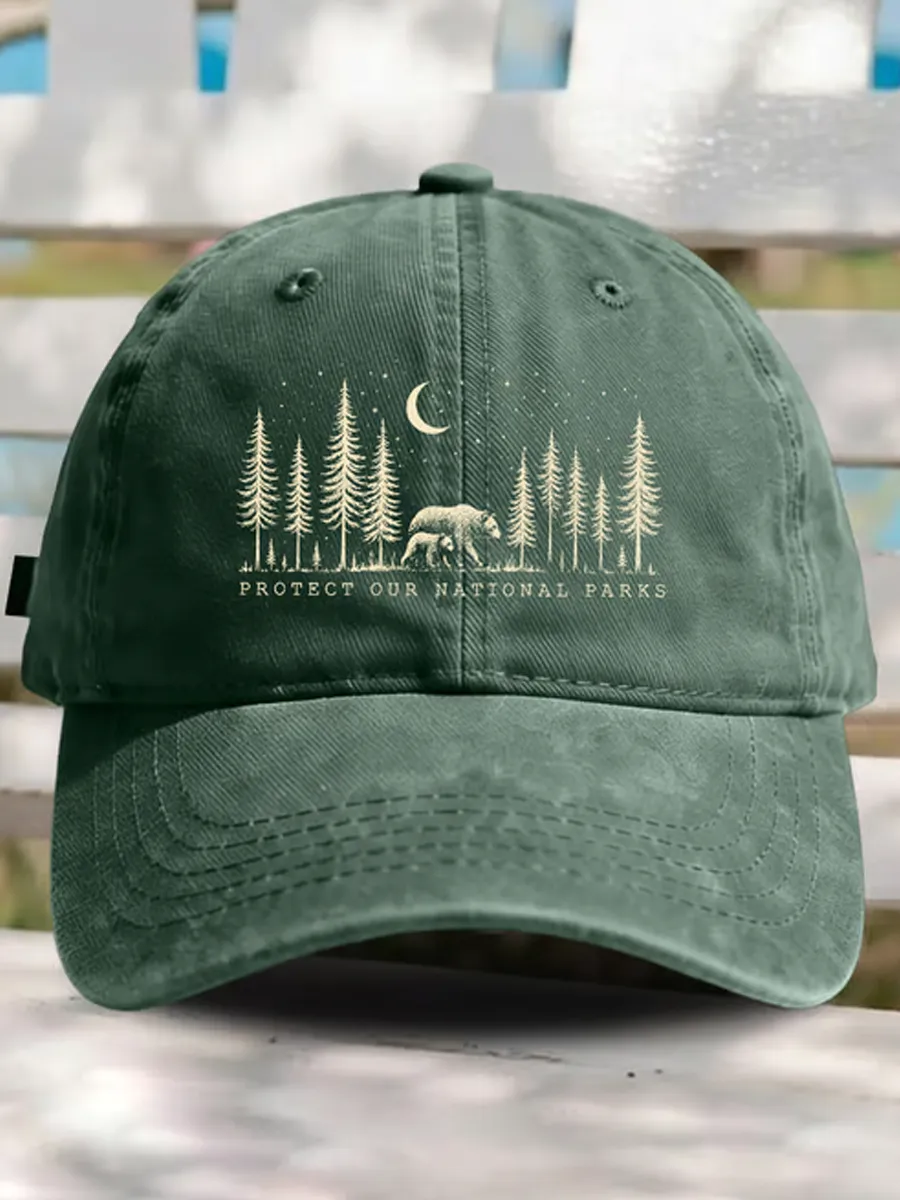 Unisex Protect Our National Parks Night Forest Bear Cap