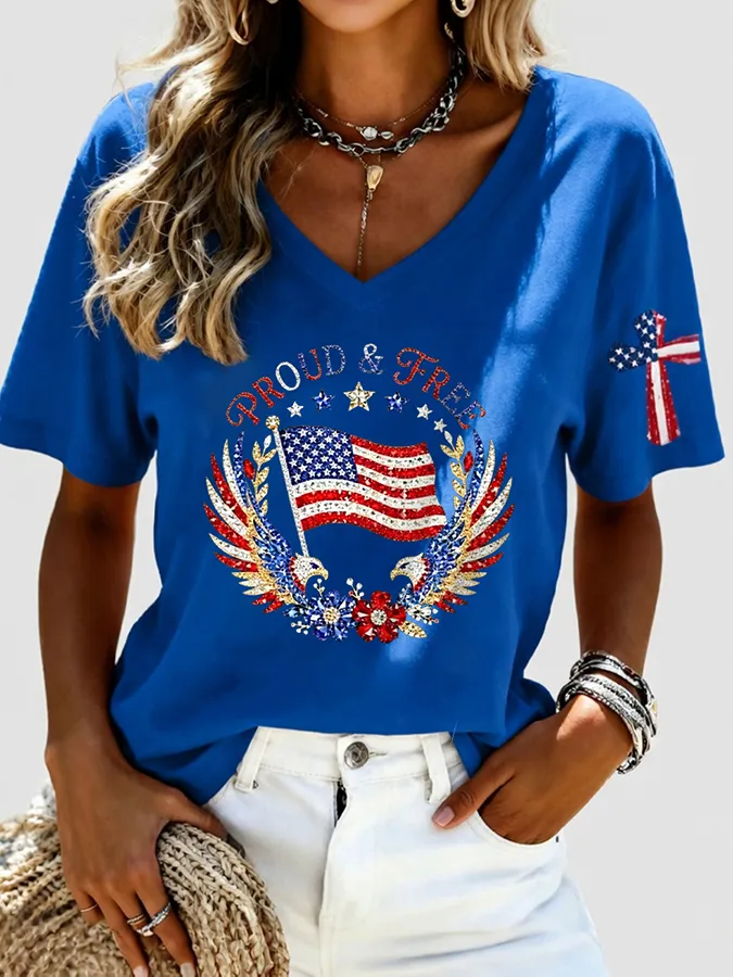 Women's Casual 250th Anniversary Independence Day Printed T-shirt