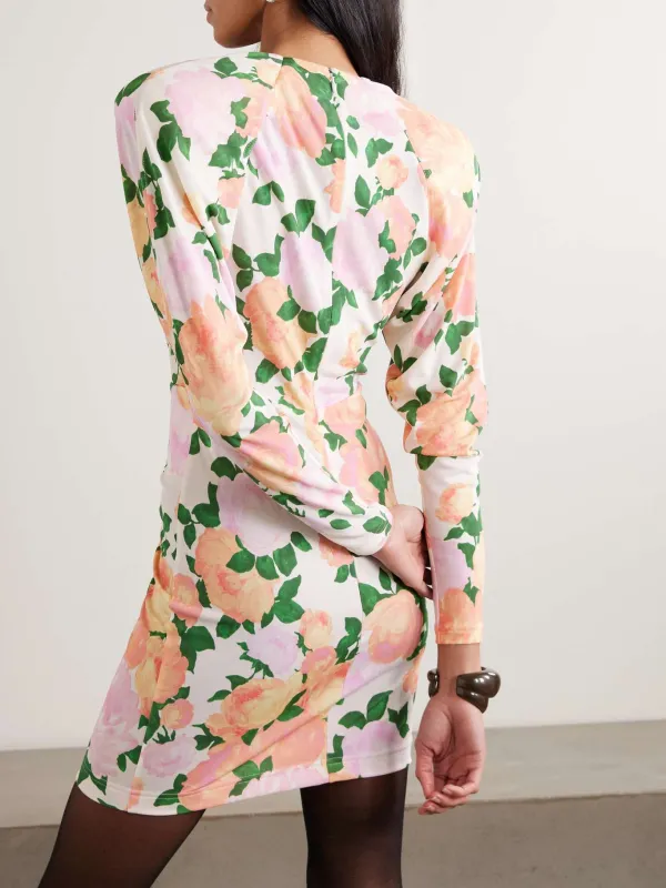 Front Ruched Floral Dress
