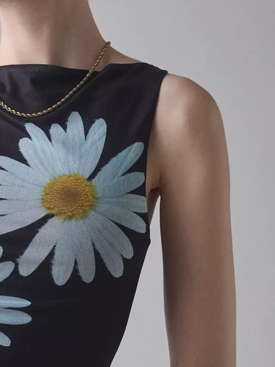 Women's Daisy Print Sleeveless Vest