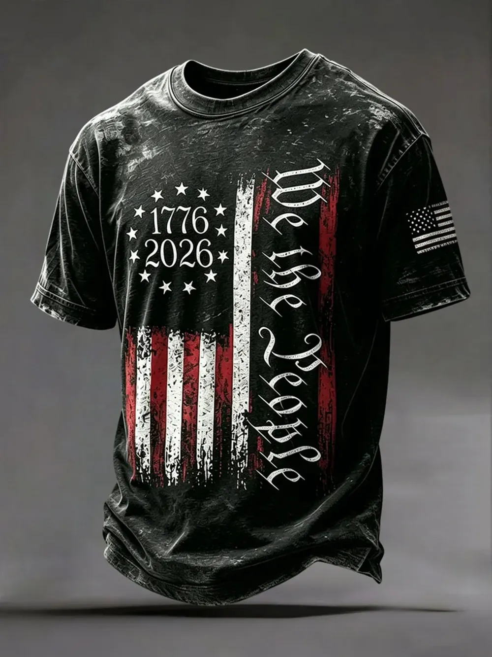 Men'S Casual American 1776-2026 Anniversary Celebration Commemorative Printed Short Sleeved T-Shirt