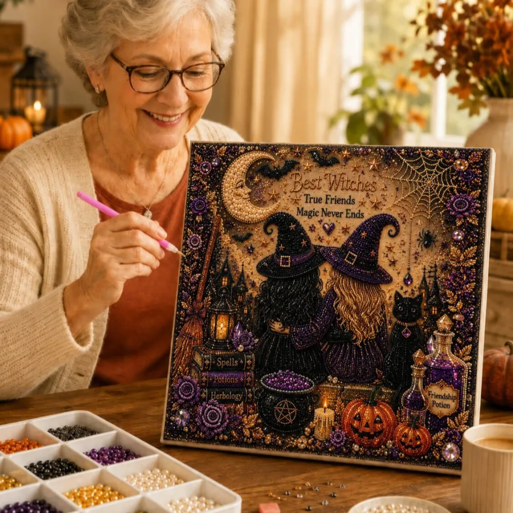 Relaxing & Beginner Friendly Cute Ghosts Pumpkins 3D Pearl Mosaic Art Kit