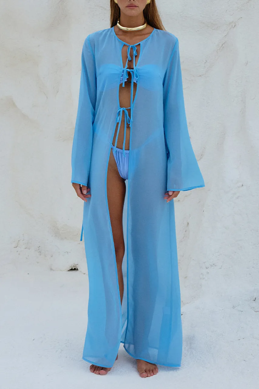 Flowing Sleeves Cover Up Blue
