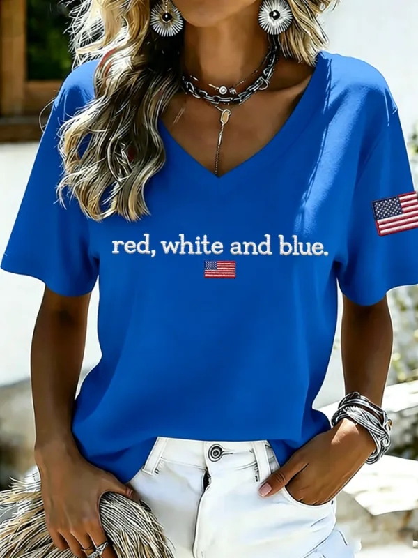 Women's Independence Day Print Casual T-shirt