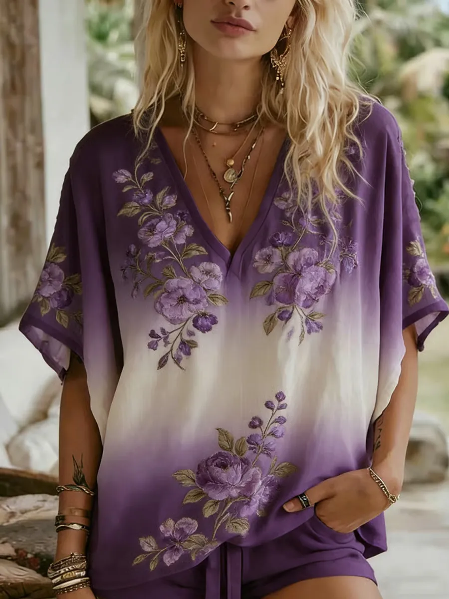 Women's Alzheimer Embroidered Casual Top