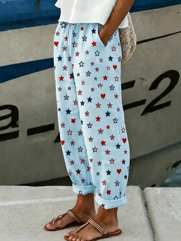 Women'S Flag Printed Casual Pants