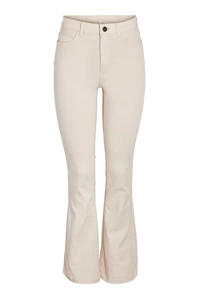 White High Waisted Slim Fit Flared Jeans