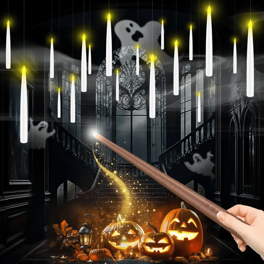 Flameless Candles with Magic Wand Remote for Halloween Decor