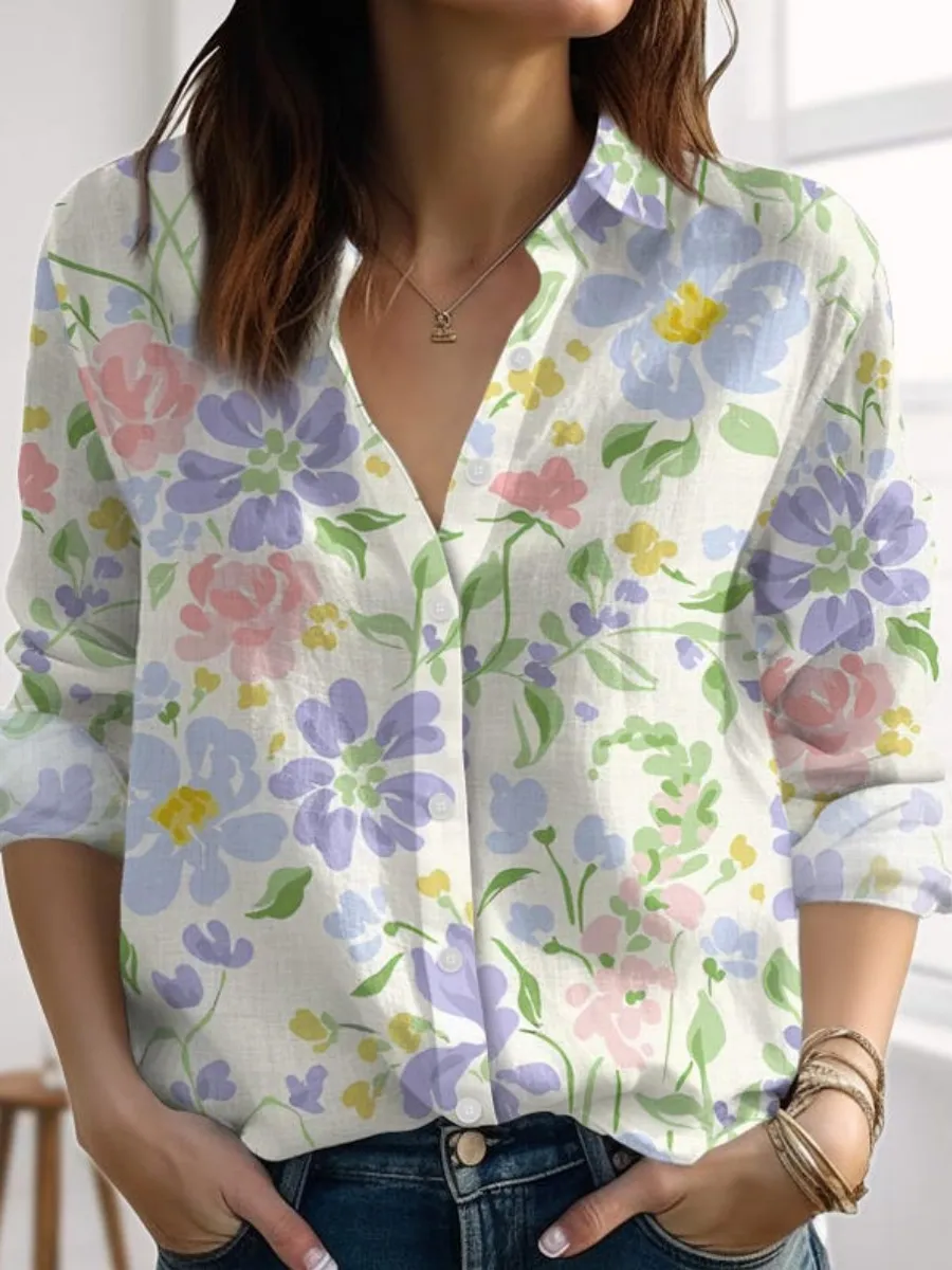 Pastel Floral Button Up Shirt
