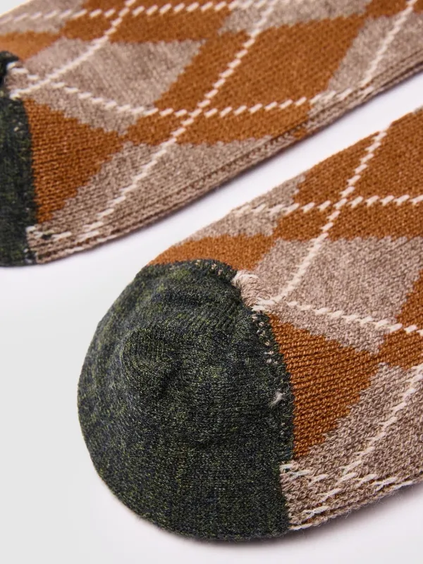 Argyle Pattern Knit Socks