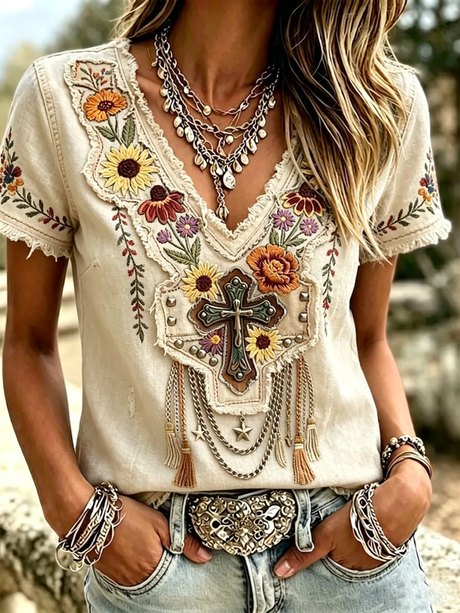 Women'S Casual Retro Western-Style Faith T-Shirt