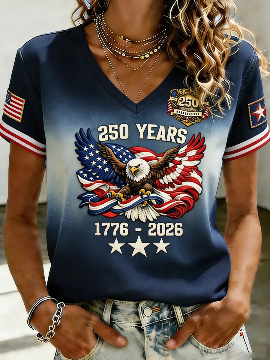 Women'S 250Th Anniversary Printed Short Sleeve Knitted Shirt