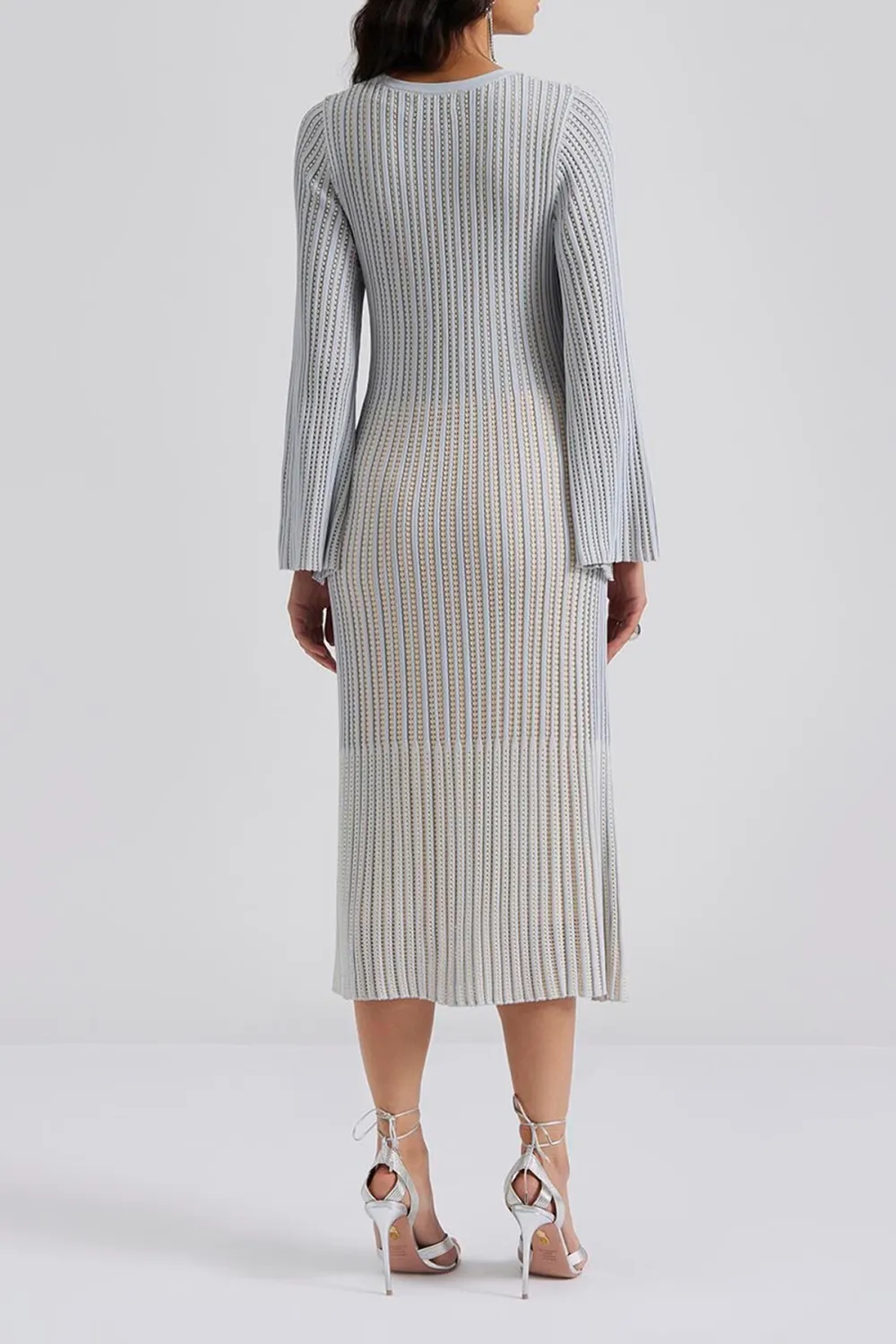 Ribbed Knit Flared Midi Dress