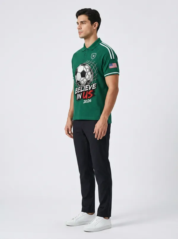Men's USA Soccer Fan Believe In US 2026 Printed Polo Shirt