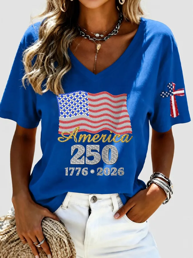 Women's Casual 250th Anniversary Independence Day Printed T-shirt