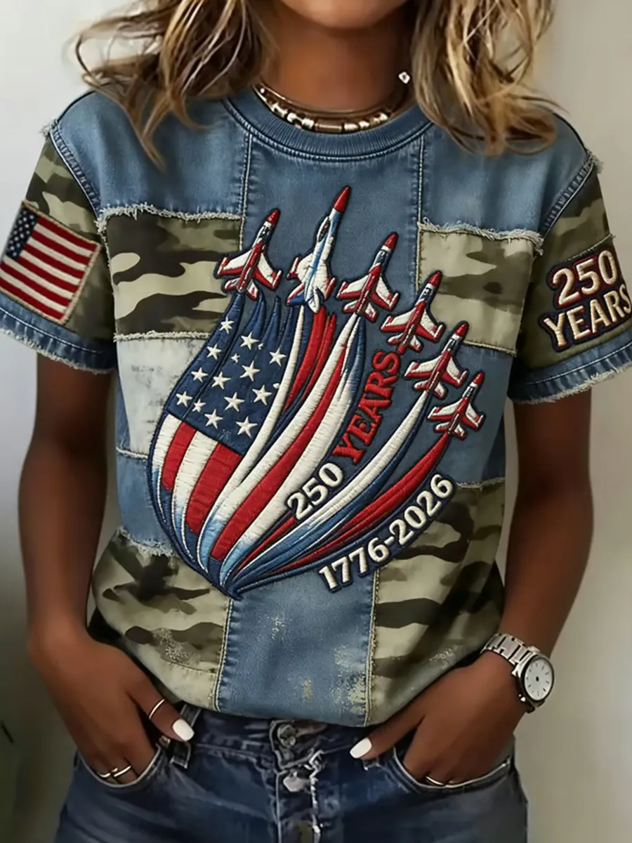 Women'S Patriotic 250 Commemorative Pattern T-Shirt