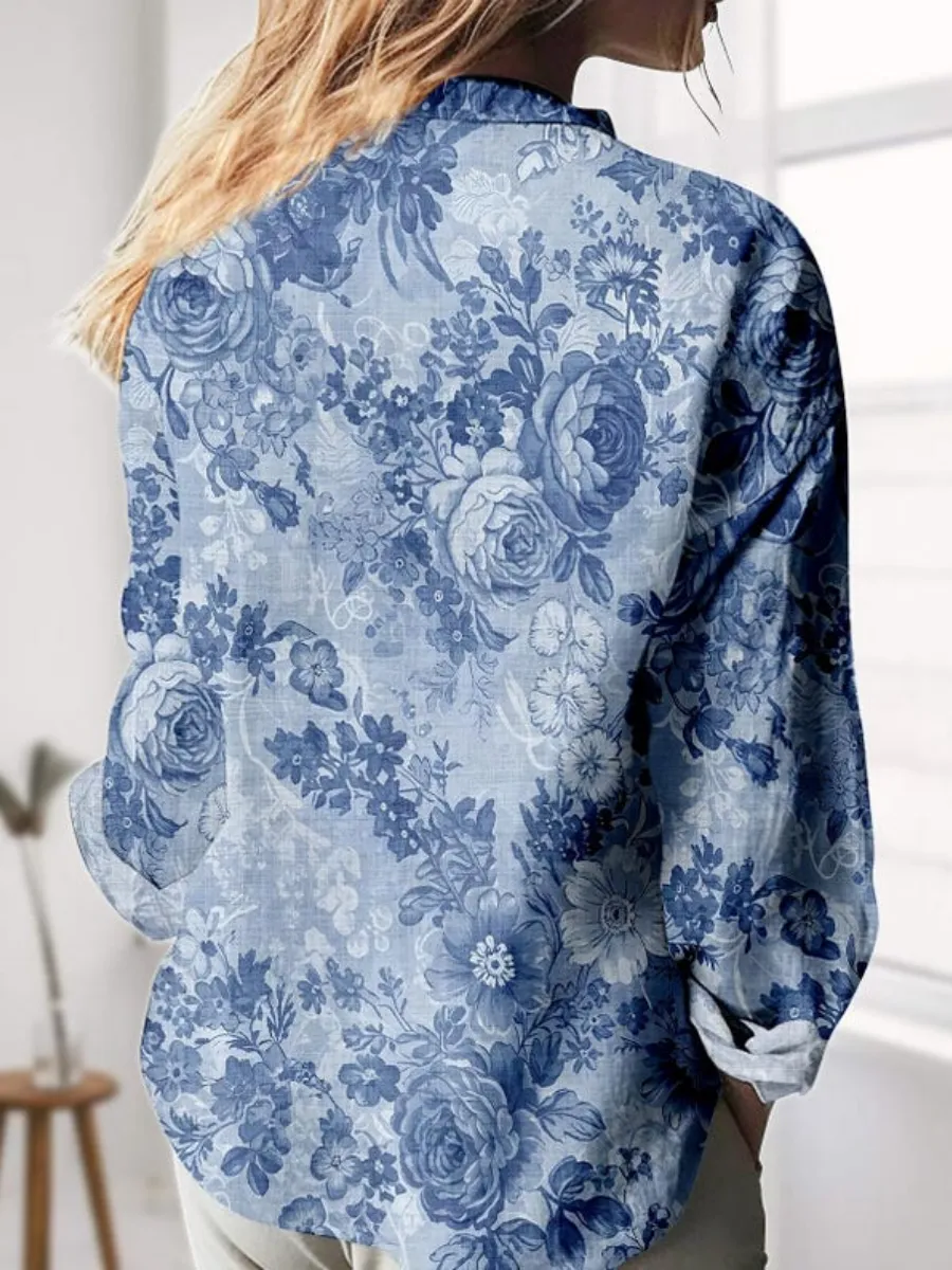 Casual Floral Long Sleeve Shirt