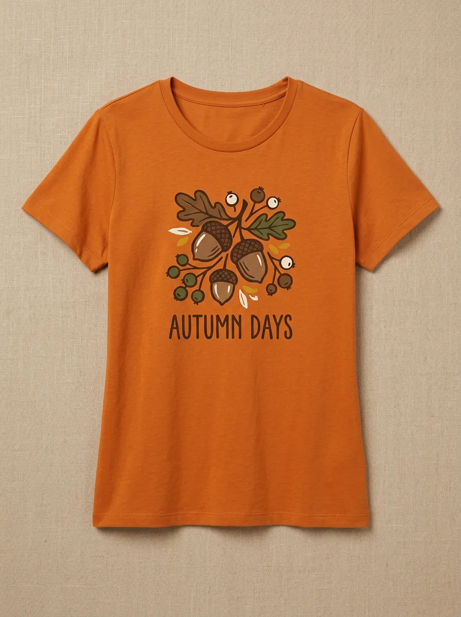 Acorn Leaves Printed Women's Graphic T-Shirt