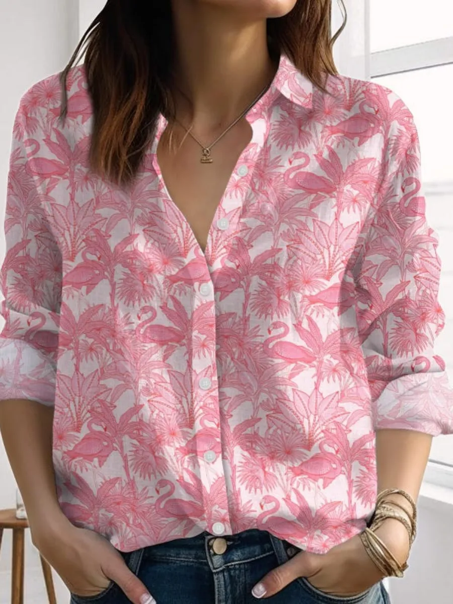 Tropical Flamingo Print Shirt