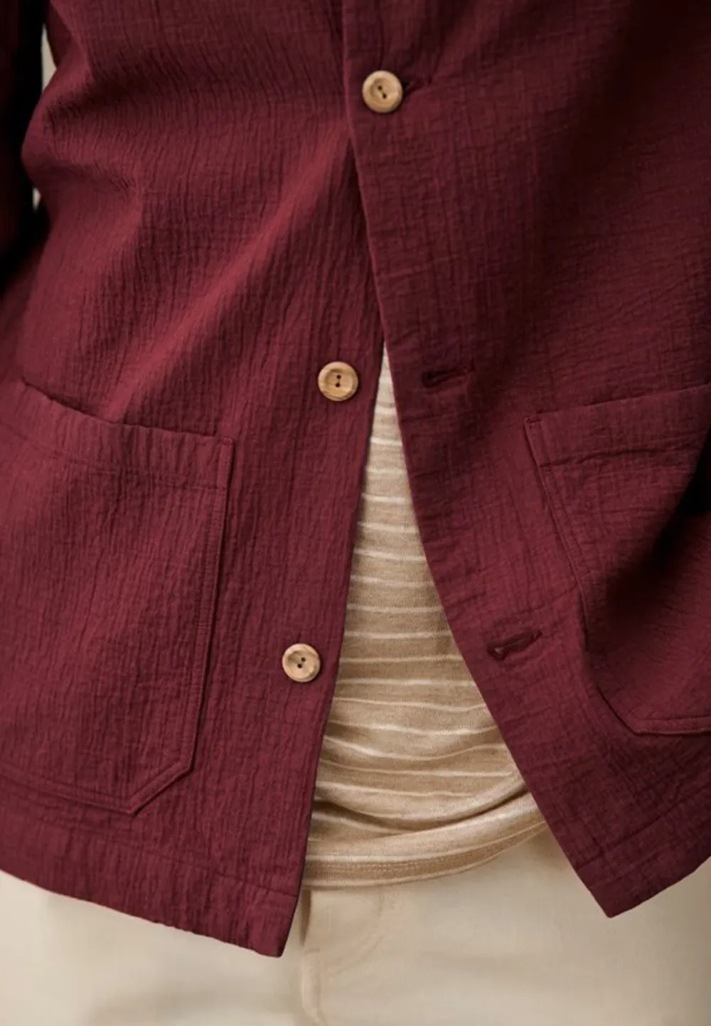  Coton Texture Jacket-Raspberry