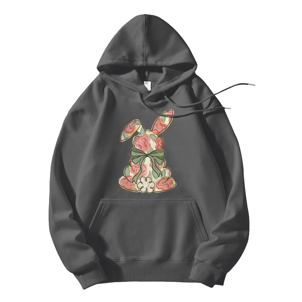 Floral Rabbit Printed Loose Hoodies
