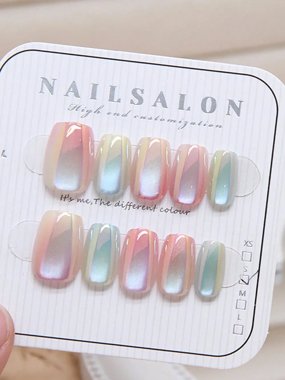 Nailhour Handmade 10pcs Gradient Cat Eye Short Ballet Press On Nails