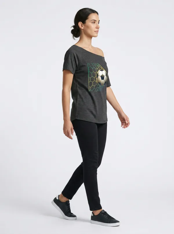 Women's Soccer Fan Gradient Net Goal Printed T-shirt