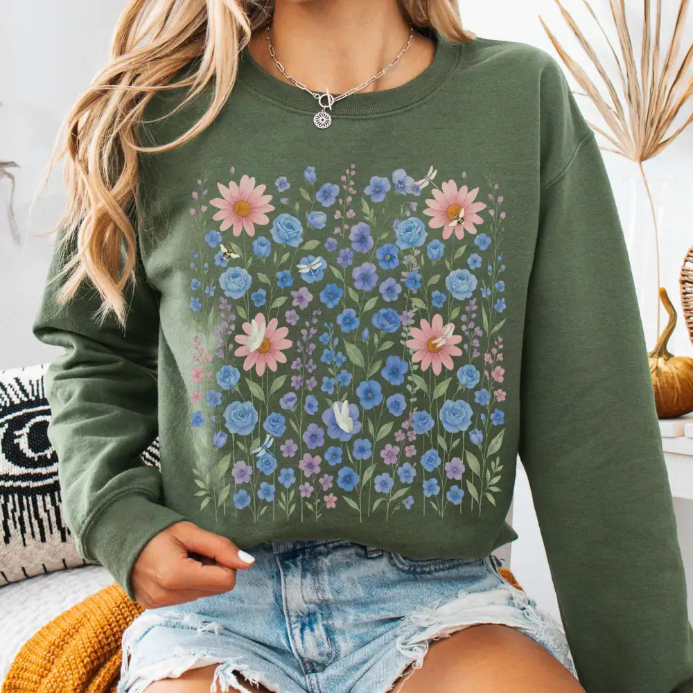 Blue Wildflower Sweatshirt