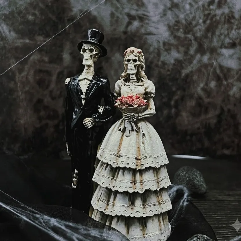 Day of the Dead Bride & Groom Figurine — 7.87 × 5.12 × 3.54 in.