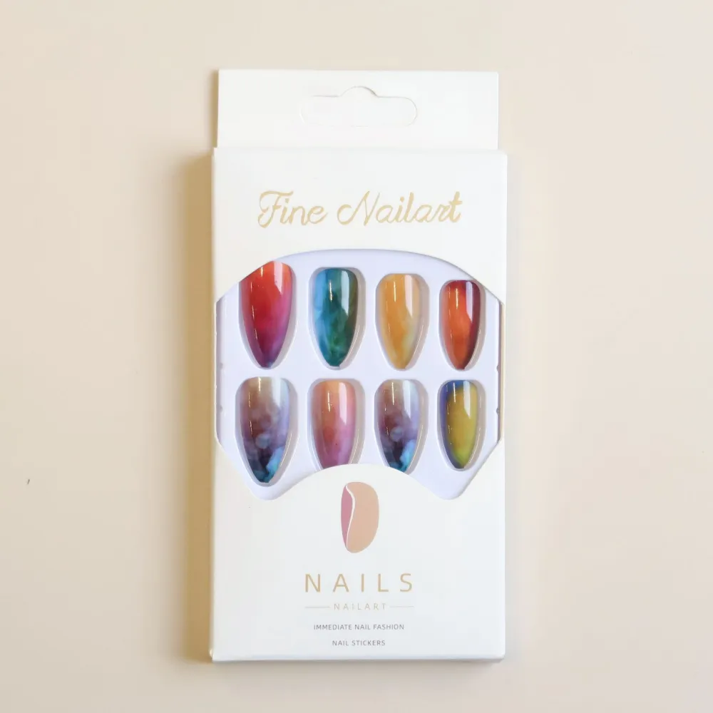 Nailhour 24pcs Gradient Colorful Dopamine Almond Press On Nails