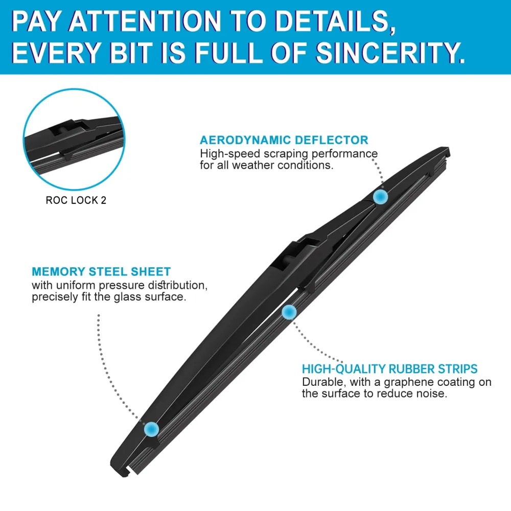 New General Rubber Curved Front And Rear Wiper Blades
