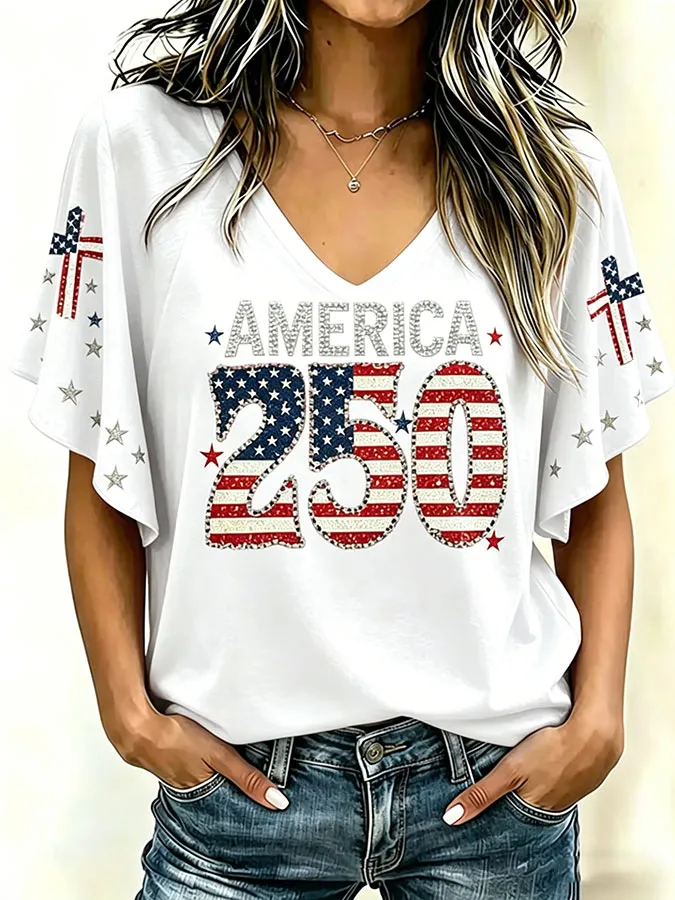 Women'S 250Th Anniversary Printed Casual Top