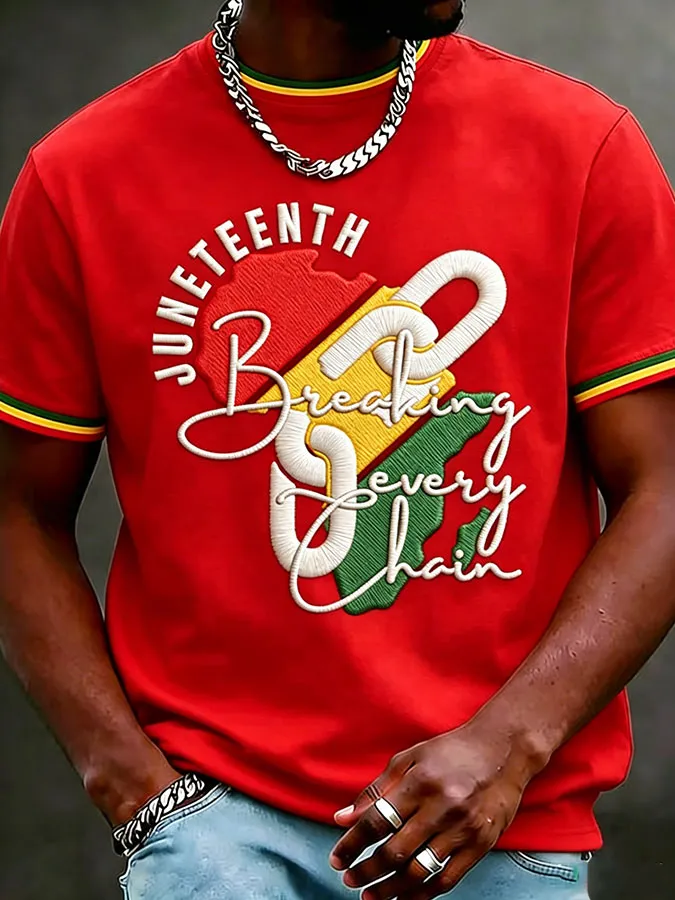 Men's Juneteenth Print Casual T-Shirt