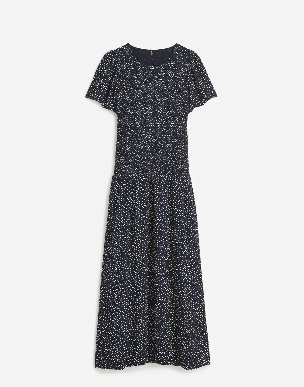 Flutter-Sleeve Smocked Midi Dress In Floral