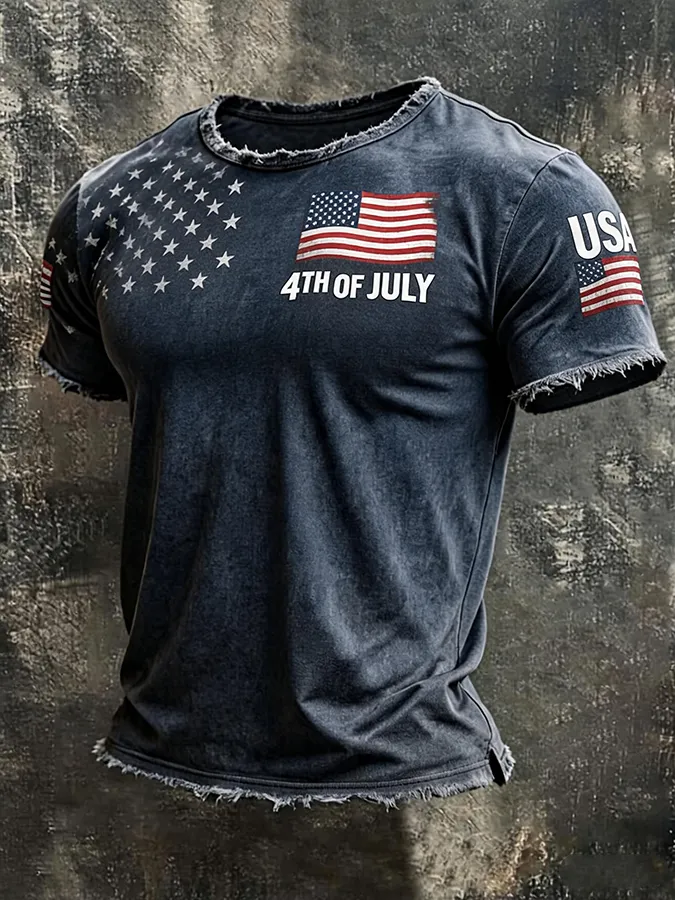 Men'S America Flag Printed Casual T-Shirt