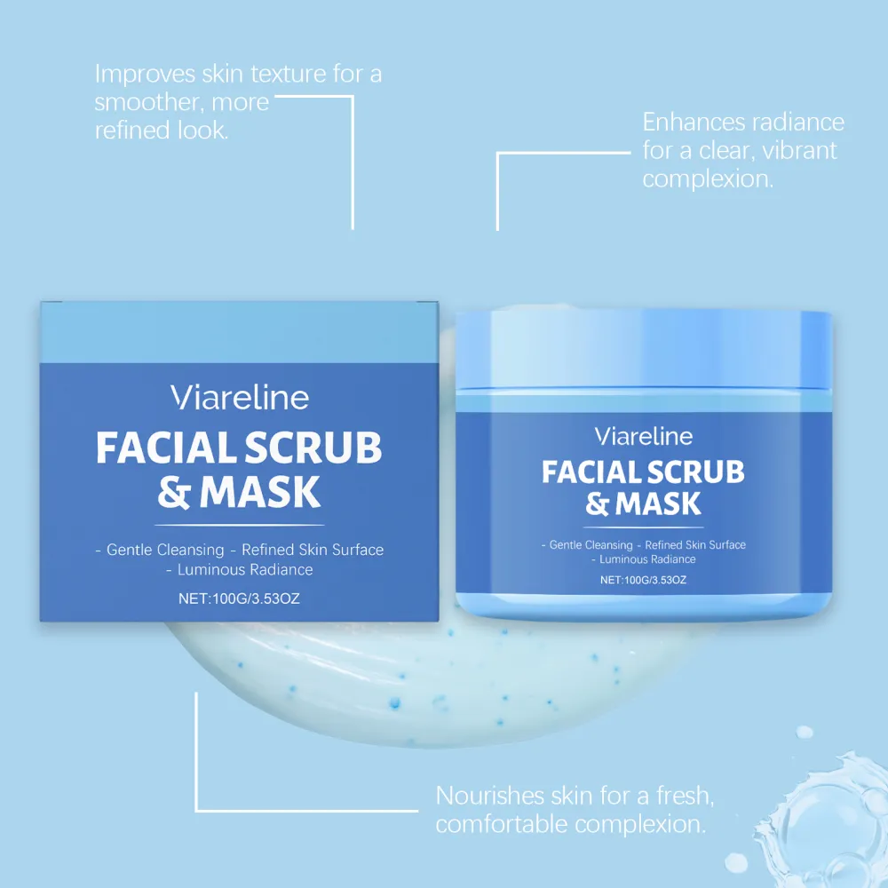 Facial scrub cleanses keratin, oil, dirt, and leaves skin smooth and radiant