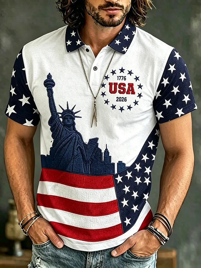 Men's Anniversary Of The United States Print Polo Shirt