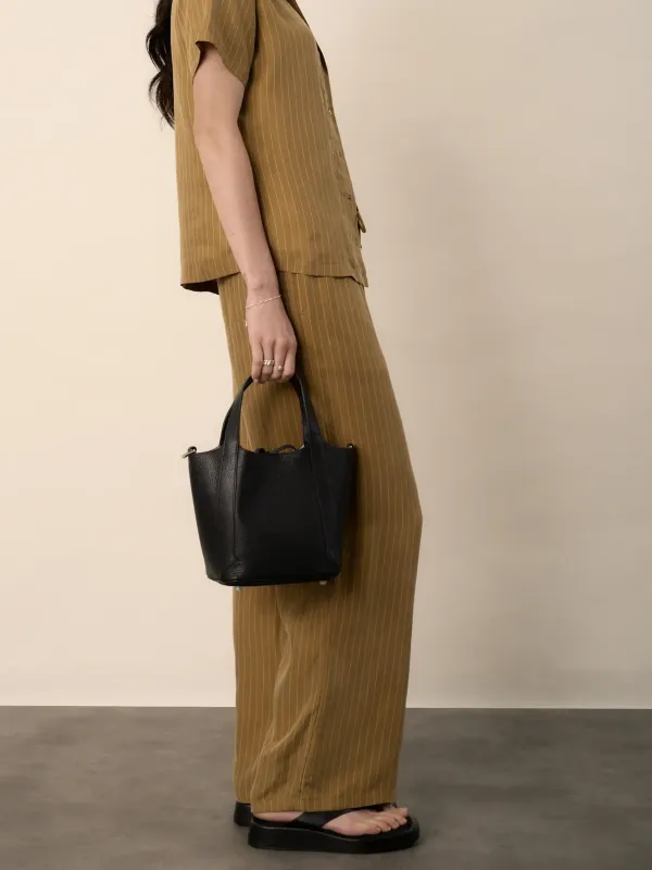 Mustard Pinstripe Wide Leg Pants