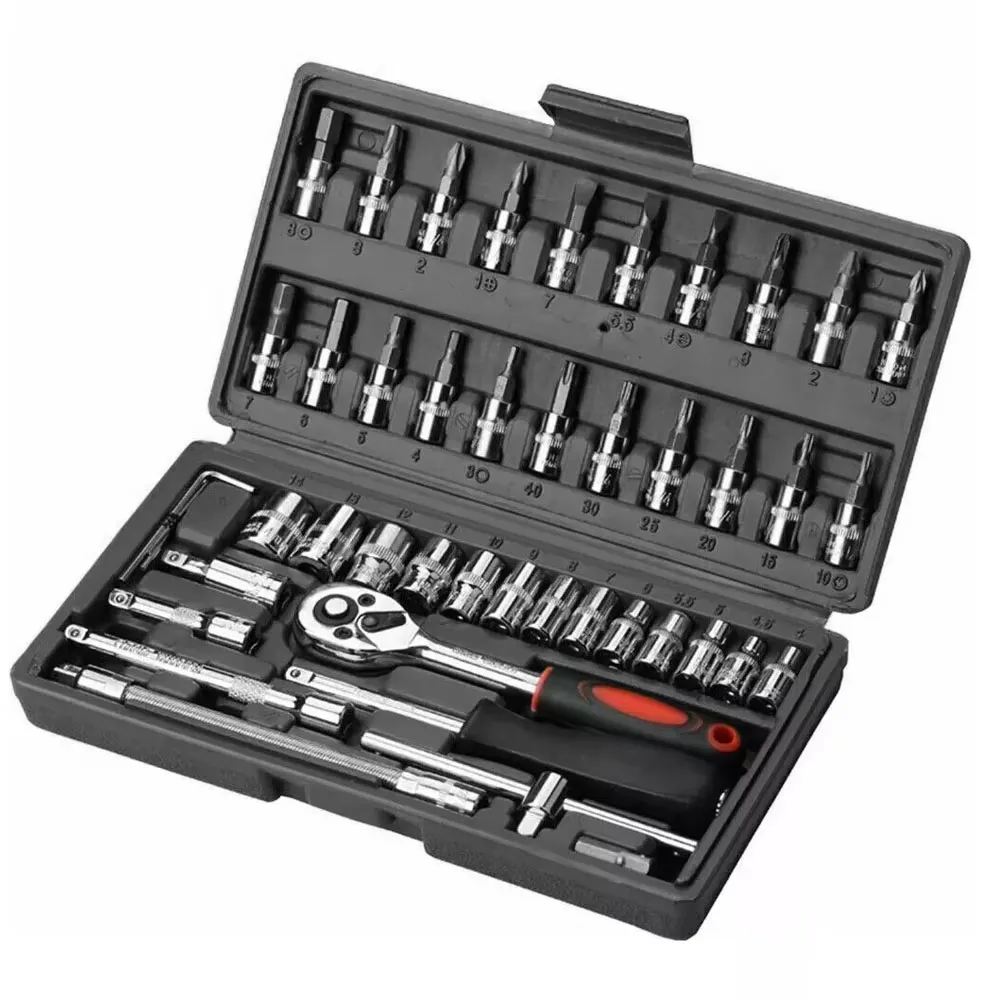 46 Pcs Socket Wrench Mechanic Tool Set
