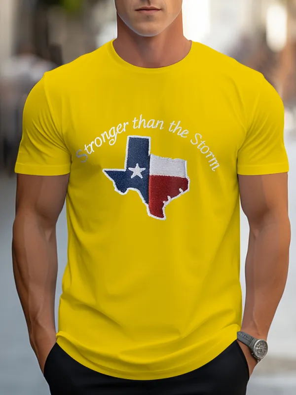 Men'S Casual Style Srong Than The Storm Simple Round Neck Slim Fit T-Shirt