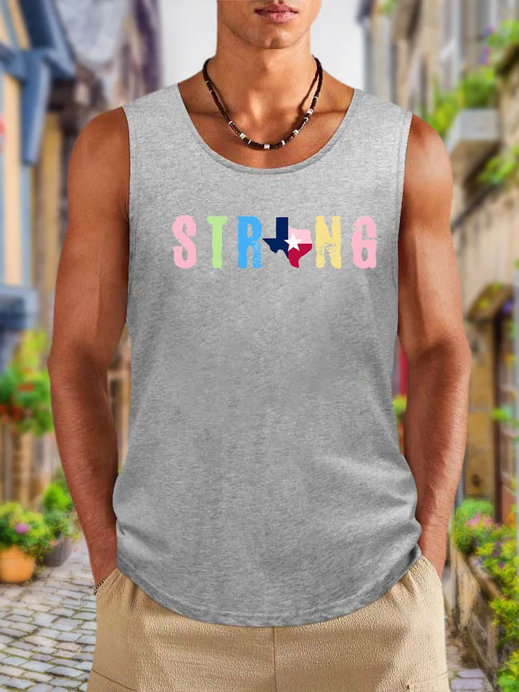 Men'S Simple Style TEXAS STRONG Claasic Crew Neck Vest