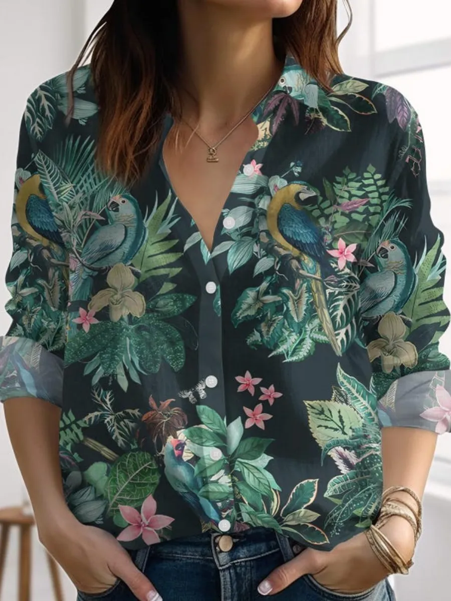 Jungle Parrot Print Shirt