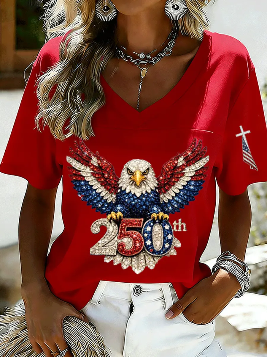 Women's 250th Anniversary Printed V-Neck T-Shirt