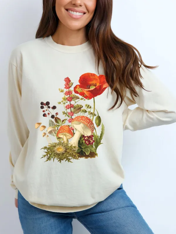 Vintage Botanical Mushroom T-Shirt