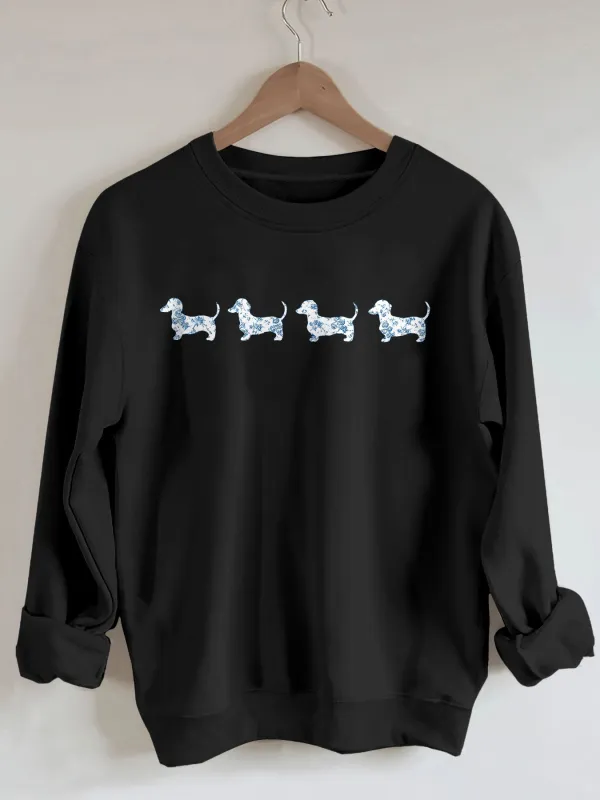 Artistic Dog Style Print Long Sleeve Women Sweatshirt