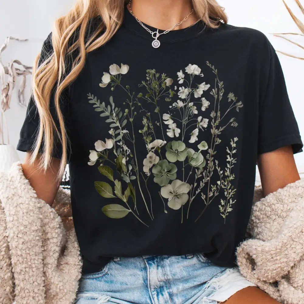 Sage And White Wildflower Shirt